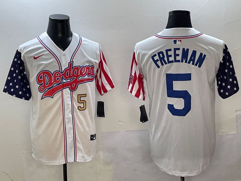 Men Los Angeles Dodgers 5 Freeman White a generation of national flags Joint name 2025 Nike MLB Jersey style 9